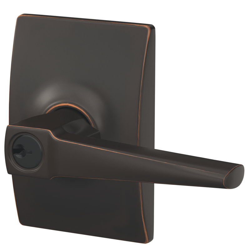 Eller Keyed Entry Lever with Century Trim, Yes, Keyed Alike, Aged Bronze