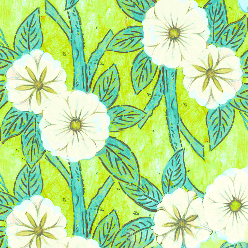 Motif de fleur tropicale - peinture sur toile tendue, H 30 po x l 30 po