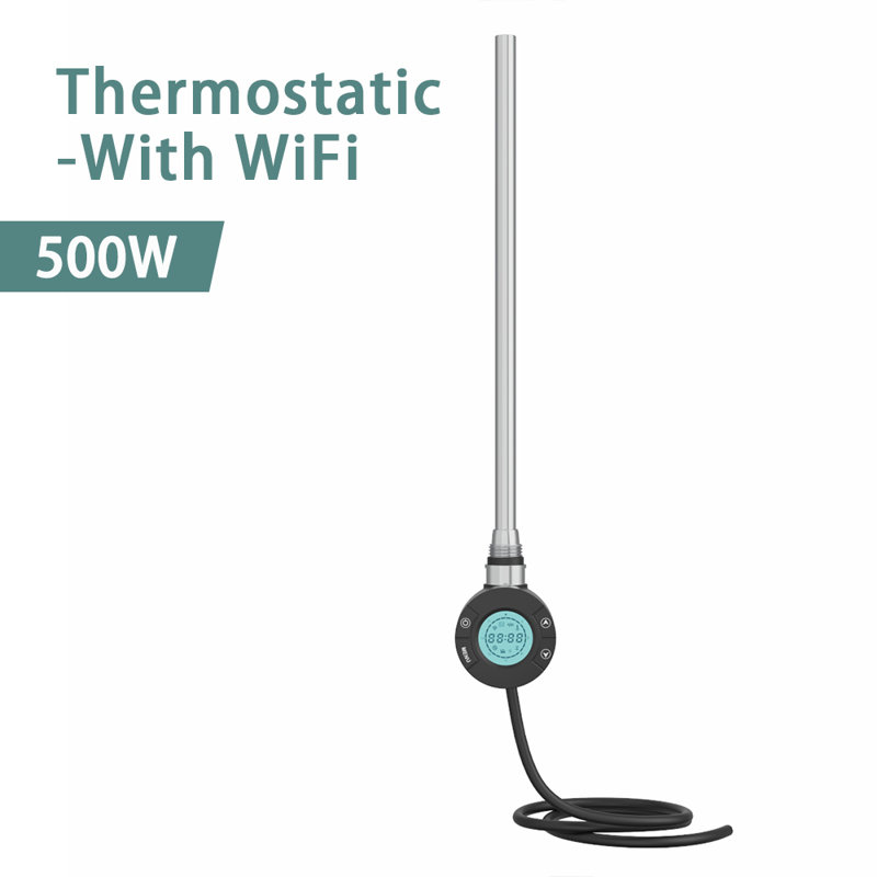 Smart Wifi Thermostatic Electric Heating Element For Heated Towel Rail Radiator 500W, Black