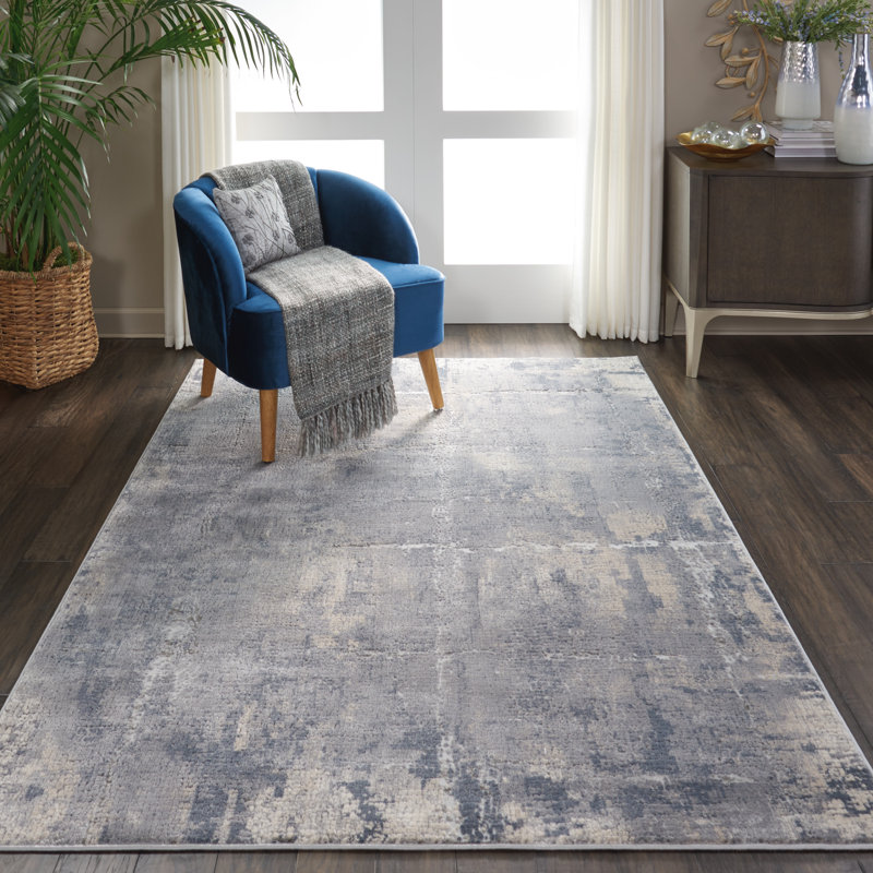 Tapis abstrait gris tissé à la machine, Rectangle 3 pi 11 po x 5 pi 11 po