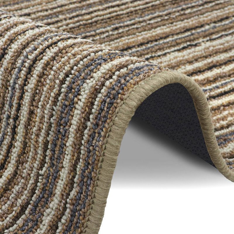 Non-Slip Striped Indoor Doormat, Beige, Rectangle W50 x L80 cm