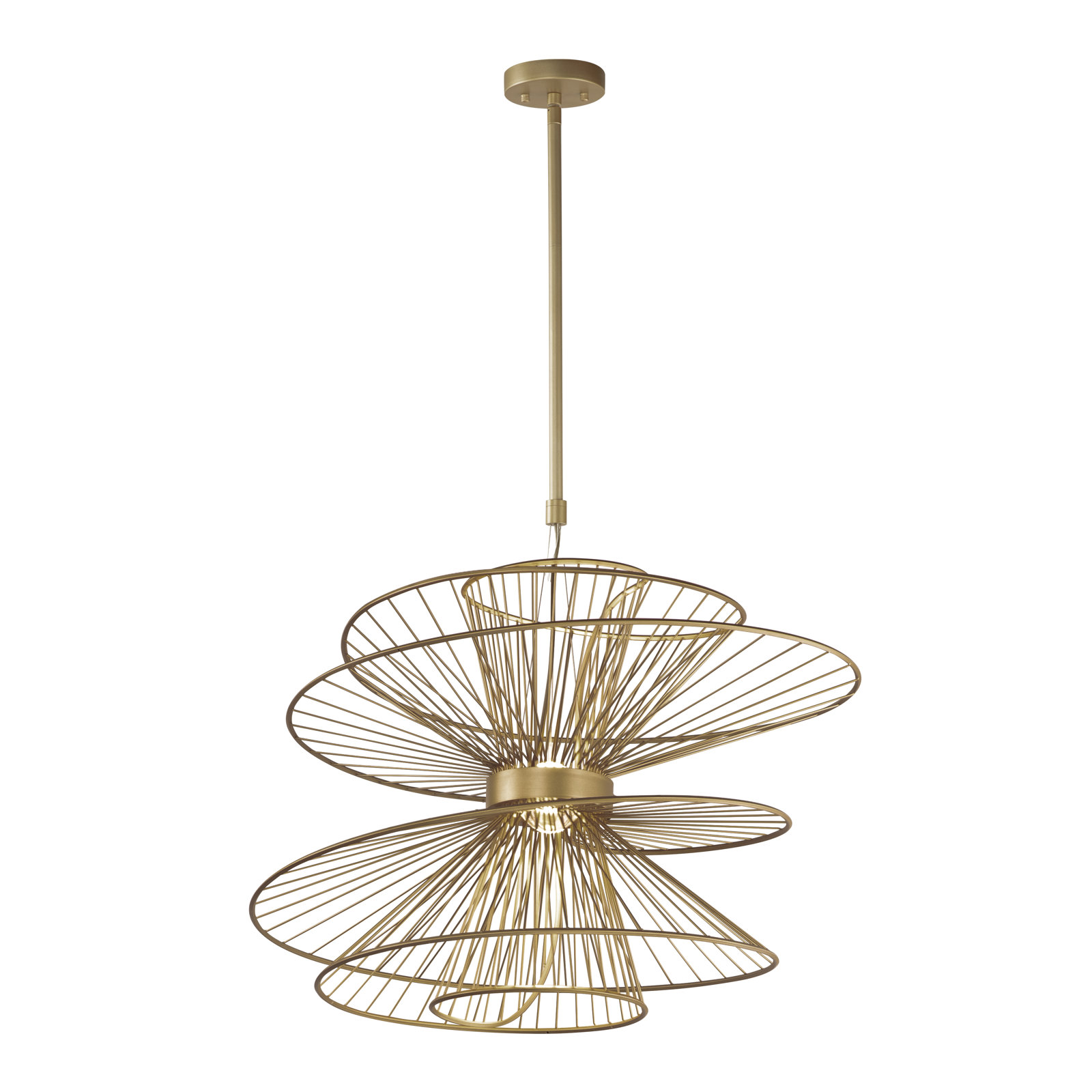 Kemi 2 Light LED Pendant, Natural Aged Brass, 30.75" H x 26" W x 26" D