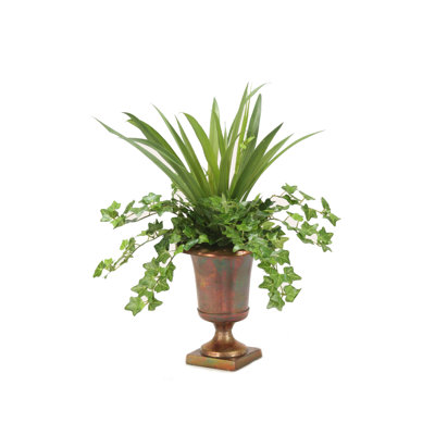 16'' Faux Ivy Plant in Metal Urn