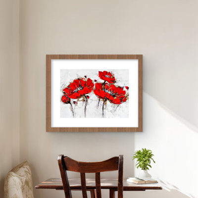 Abstract Poppy Flowers - Floral Office Framed Print Decor