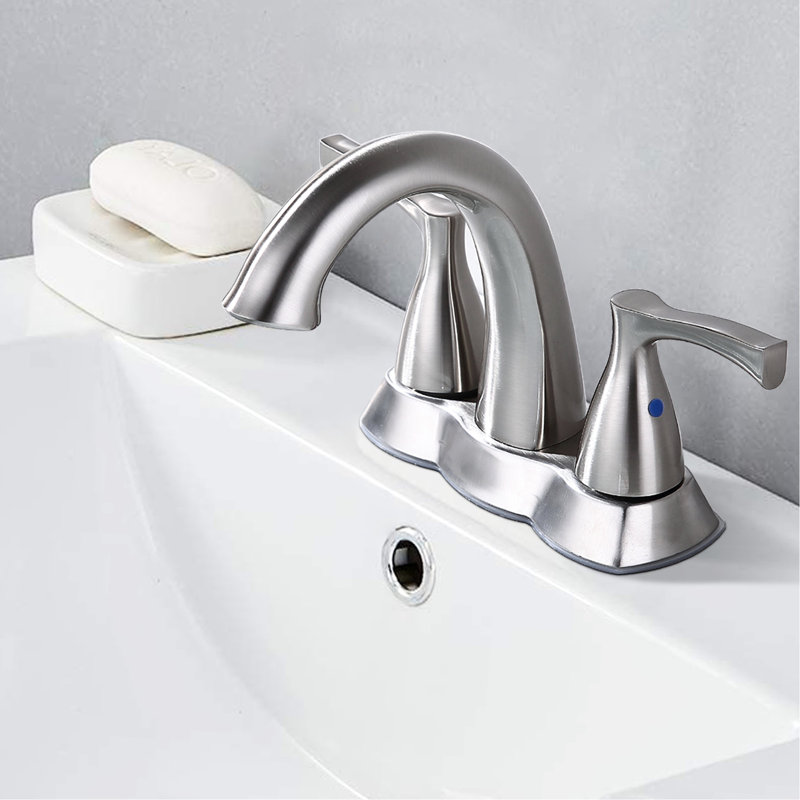 4 Inch Bathroom Faucet With Brushed Nickel Plating - Solid Brass, 2 Handle Design, Pop-Up Drain, Water Aerator, Corrosion, Fits Different Drain Holes, Simple Installation Process Sink , Overflow,