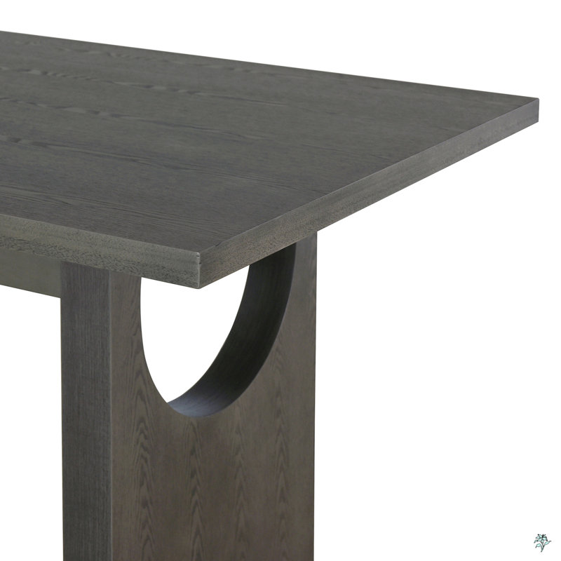 Ensemble de salle à manger 7 pièces 7 pièces, 1 table rectangulaire avec base à tréteaux et 6 chaises rembourrées, Gris