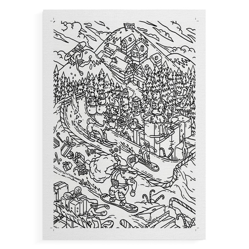 «Snowboard Santa», impression sur toile seulement - non encadrée, H 36 po x l 24 po