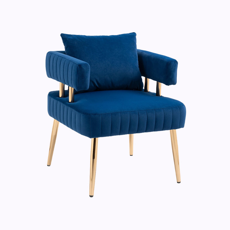 Izayah Upholstered Accent Chair, Blue Velvet