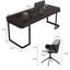Bureau 62,99 po rectangulaire brun foncé en acier au carbone, 3 tiroirs-798536328