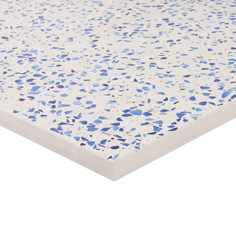 Veritas Terrazzo 16X16 Polished Terrazzo Tile, Blue/Beige