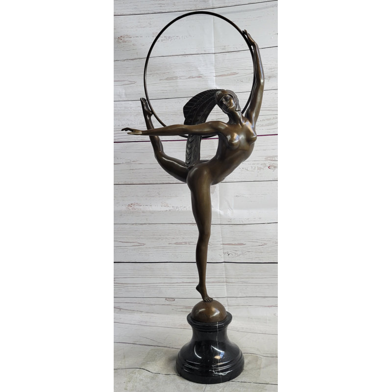 Statue de danseuse nue brésilienne Carinval danseuse avec sculpture en bronze Hula Hoop