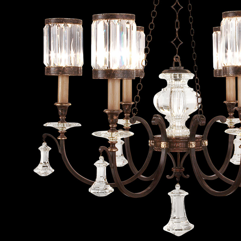 Eaton Place 6 - Light Glass Chandelier, Rustic Iron