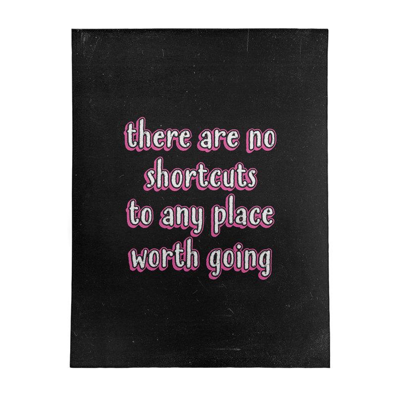Tapis en chenille de polyester de style tableau noir Quotes No Shortcuts, Rectangle 9 pi x 12 pi