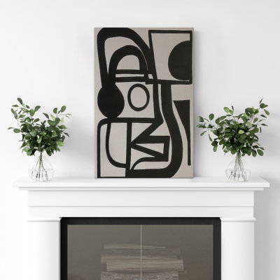 Art mural abstrait géométrique sur toile - blocs de couleur noire, reproduction d'art moderne Mid-Century pour le salon, la chambre à coucher ou le bureau
