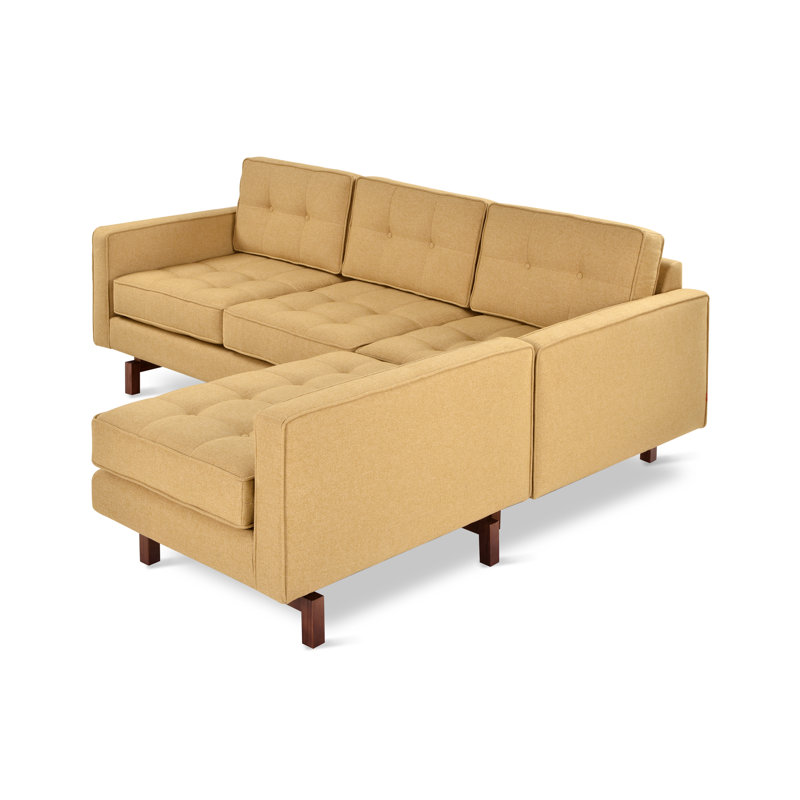 Canapé bi-modulaire Jane 2, Sergé de performance Stockholm Camel, Noyer