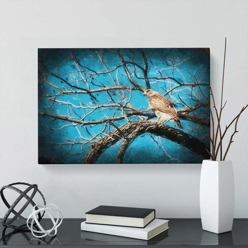 Hawk Bird In The Tree In Abstract - Wrapped Canvas Print, 35cm H x 50cm W x 3cm D