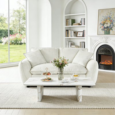 75" Wide Chenille Modern Loveseat Sofa With Plush Cushions