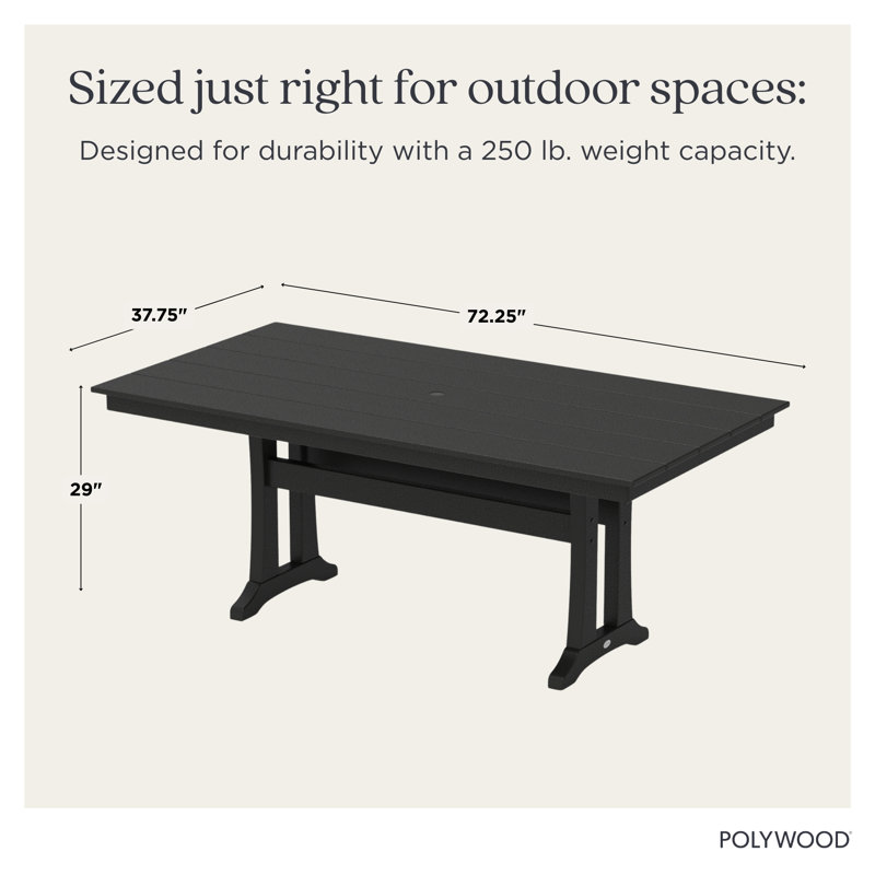 POLYWOOD Tables Trestle 37.75" x 72.25" Dining Table, Gray