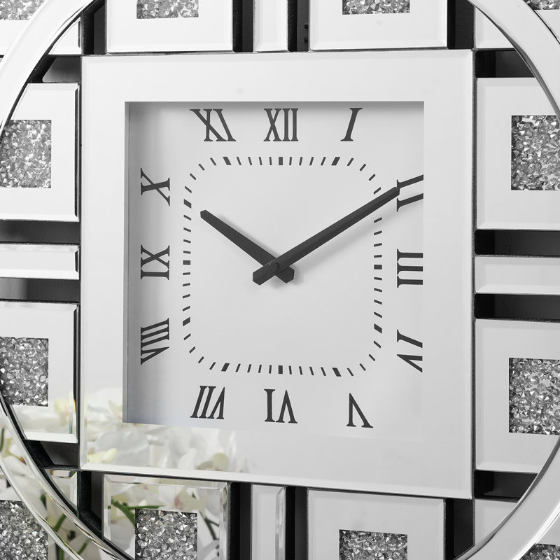 Wall Clock in Mirrored & Faux GemStones