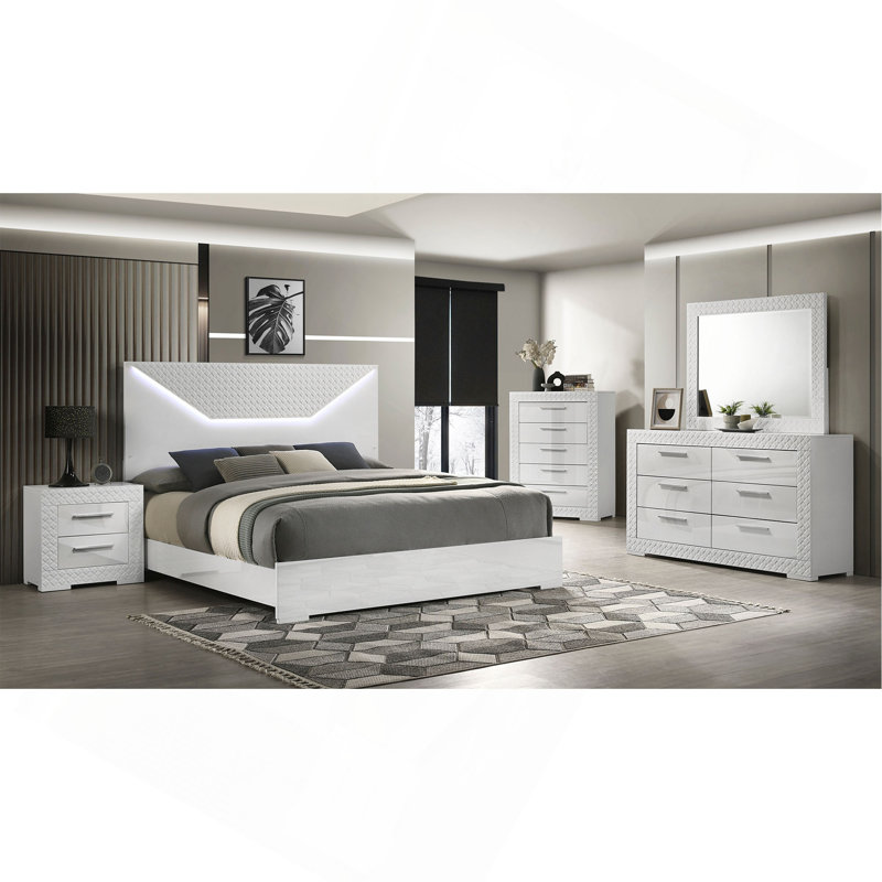 Commode à 6 tiroirs en bois blanc de style moderne Blanca