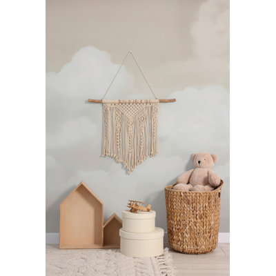 Papier peint mural nuage doux et neutre | Ciel beige et blanc pour chambre d'enfant | Intissé ou autocollant
