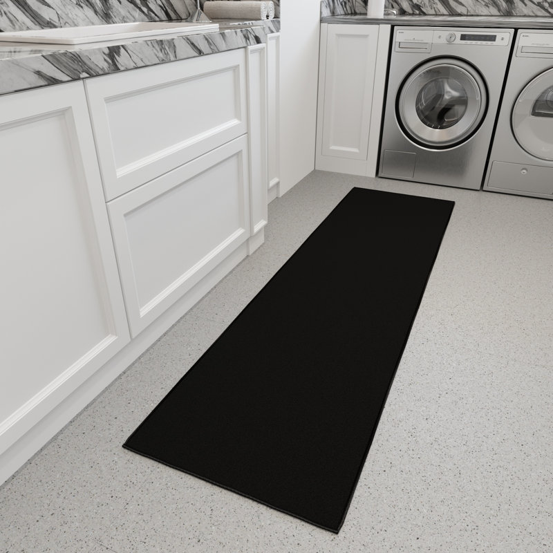 Indoor 2 ft. 7 in. x 7 ft. Black Non-Slip Runner Rug For Kitchen, Hallways, and Entryways, Runner 2'7" x 7'