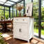 Armoire de rangement à porte de grange avec porte de grange blanche et grain de bois, buffet de café avec tiroir pour la cuisine et le salon, buffet-2082112563