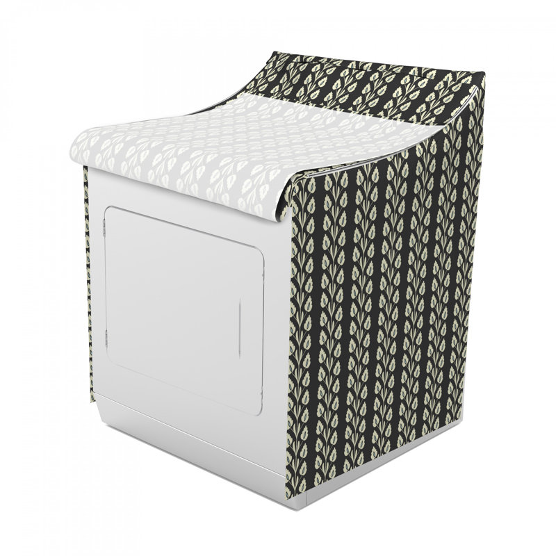 Housse pour machine à laver à motif en forme d’ornement vertical ondulé, Noir