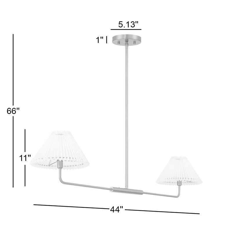 Lustre linéaire moderne à 2 lumières Pearson, Noir mat