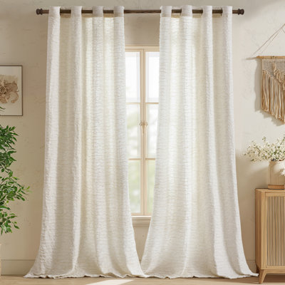  Linen blend crushed textured semi sheer curtains Neutral Modern Farmhouse for Living room Bedroom Darpes