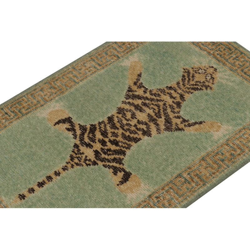 Distressed Homage Hand Knotted Wool Animal Print Area Rug, Rectangle 12' x 15'