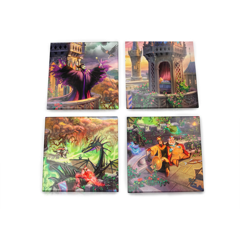 (Symboles) Ensemble de sous-verres en verre Starfire, Disney / Maléfique