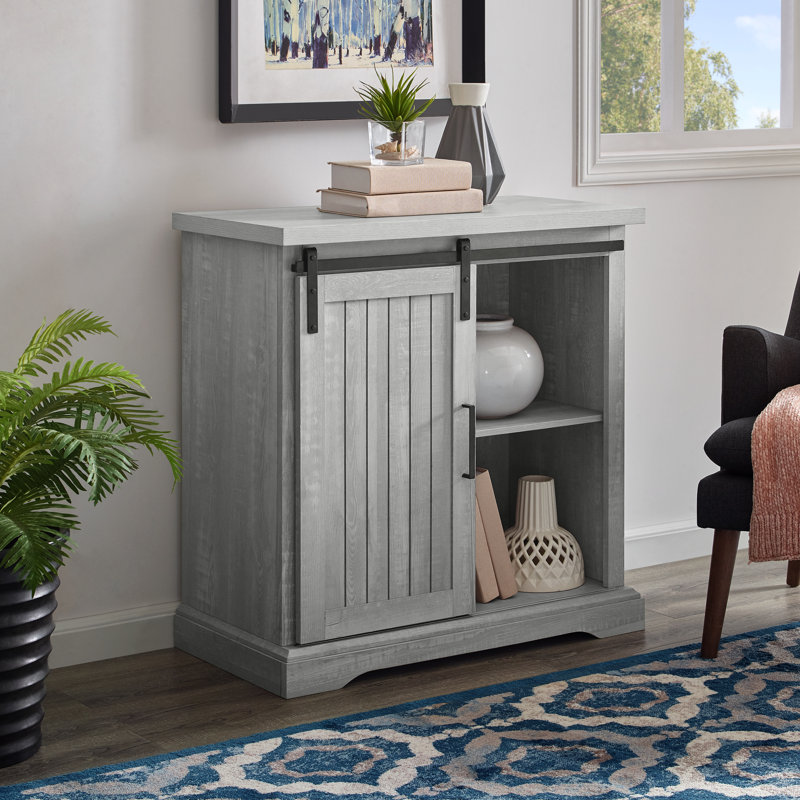 Desserte d'appoint de 32 po avec porte coulissante Stotfold, Gris pierre