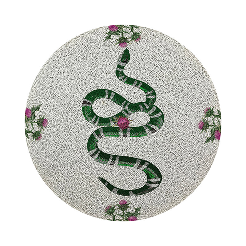 Napperon Thistle and Snake, Blanc rose