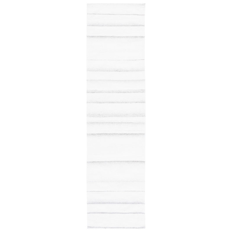 Earin Hand Woven Viscose/Wool Chevron Rug in Gray/Ivory, Runner 2'3" x 9'