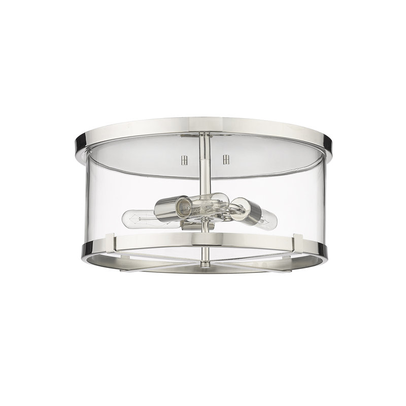 Mabe Glass Flush Mount, Polished Nickel