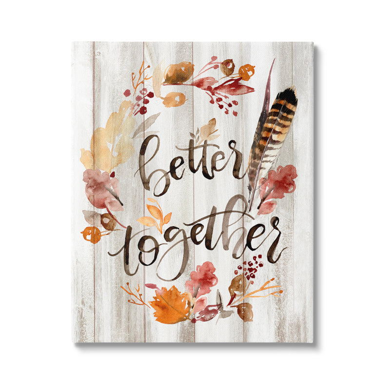 «Better Together Rustic Boho Calligraphy Feather Plants», art numérique sur estampe numérique par Jennifer Paxton Parker