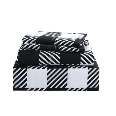 White/Black 4-piece Sheet set Full