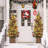 Christmas Tree-Fat Tree Body Contains 4.5Fth Potted Tree 200 Lights, Frost Flowering Cedar, Large Square Pot Base, 4 Red Fruits