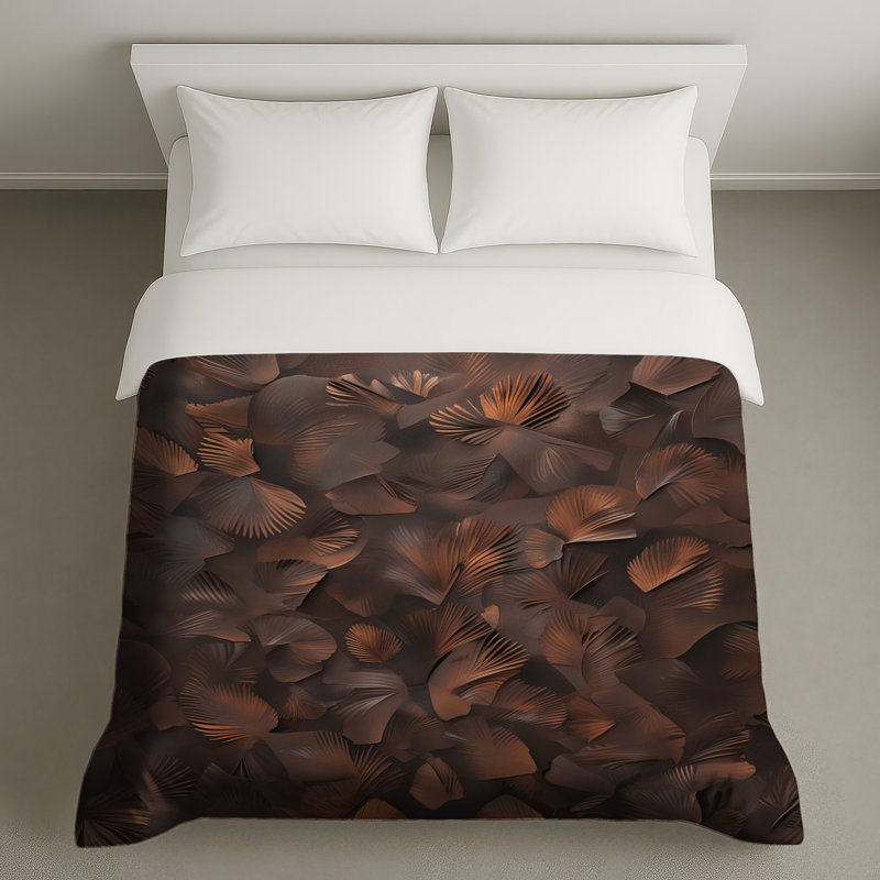 Bronze Metallic Leaves Duvet Covers, King
