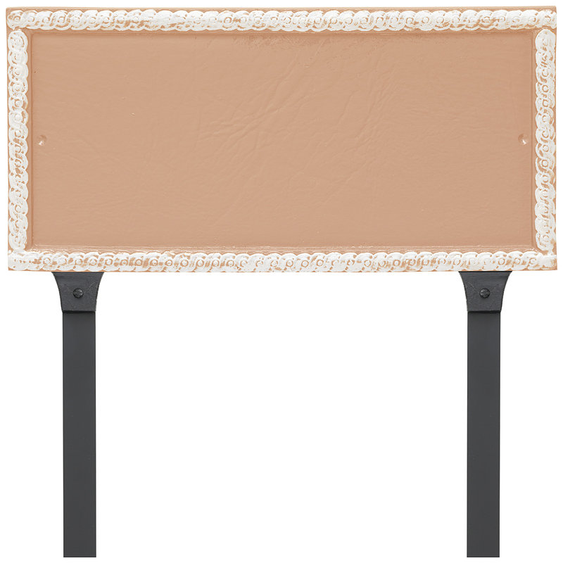 Plaque d'adresse rectangulaire à deux lignes avec piquets Harrison, Oui, Taupe / Blanc