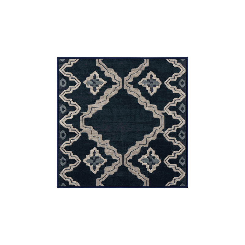 Machine Washable Gray Area Rug, Square 6'
