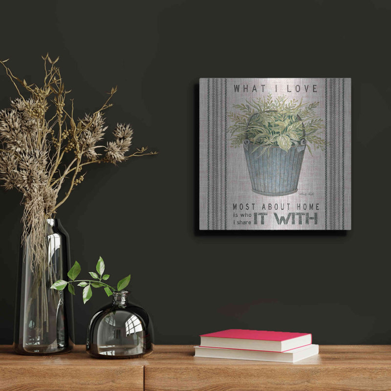 Galvanized Bucket What I Love' by Cindy Jacobs, Metal Wall Art, 12" H x 12" W