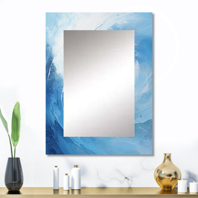 «Blue Swirl Wave Spiral III», miroir mural unique en spirale abstraite, art moderne imprimé