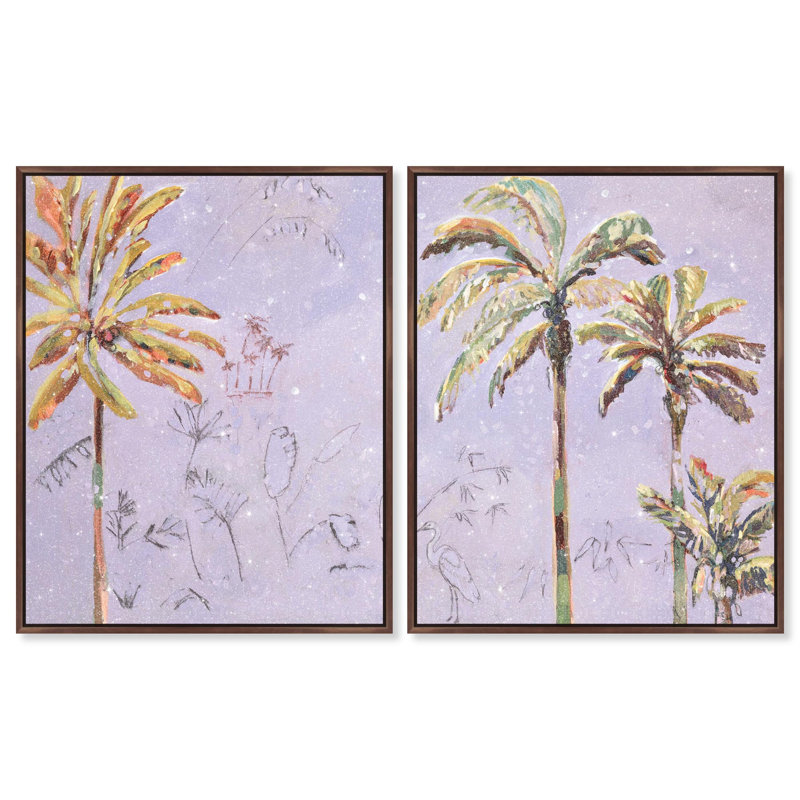 Oliver Gal Michaela Nessim - Inevitable Joy Sunrise Set Floral and Botanical - Diamond Dust Framed Canvas Art, 37" H x 31" W