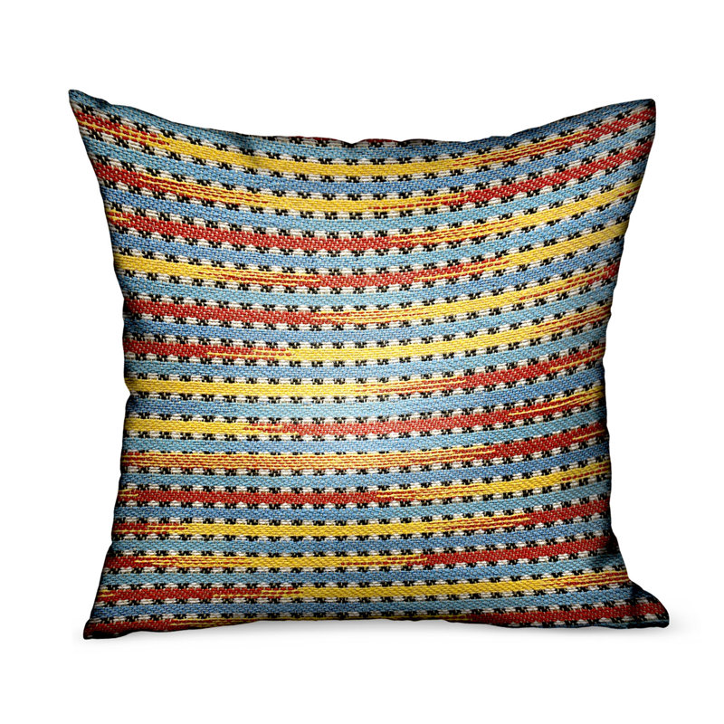 Coussin décoratif d’extérieur à rayures vives de 12 po x 20 po Plutus