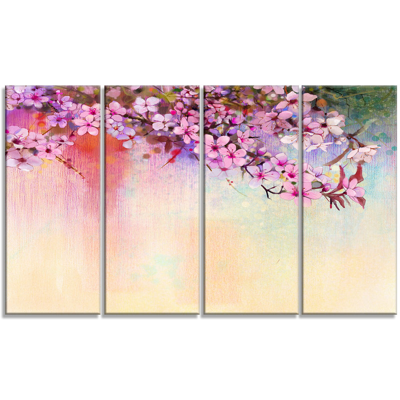 « aquarelle painting cerises », ensemble de 4 reproductions d’art sur toiles tendues