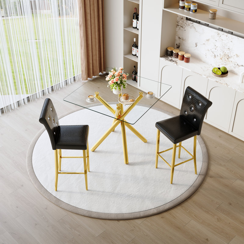 Ensembles de bar de patio peu encombrants, conception en verre métallique, élégance moderne pour la maison