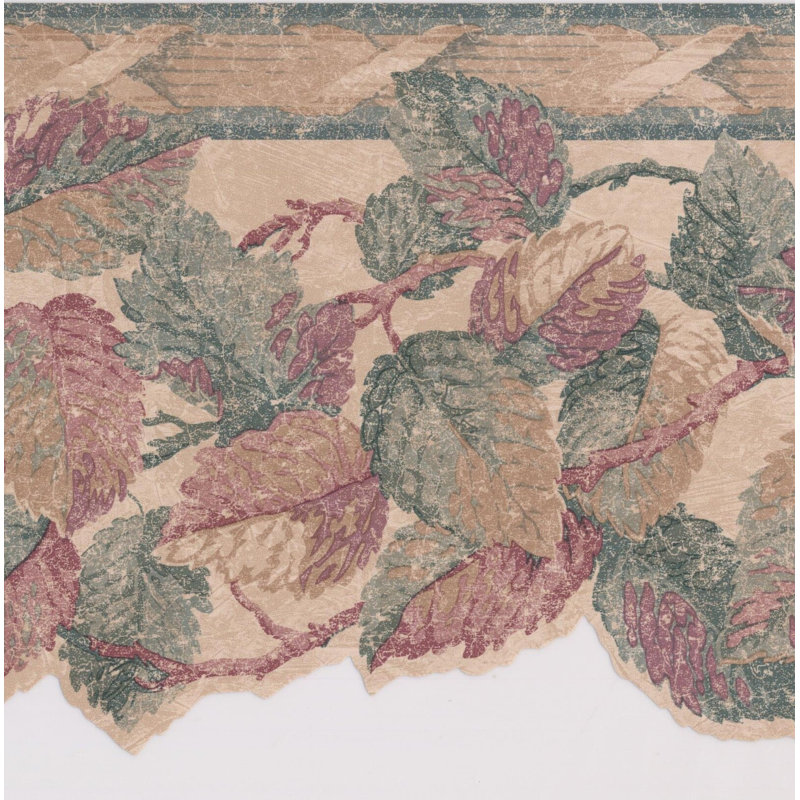 Bordure de papier peint à motif floral rétro 15 pi x 8,25 po Kolb Leaves