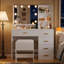 Bureau de coiffeuse maquillage avec miroir et tabouret blanc-718361055